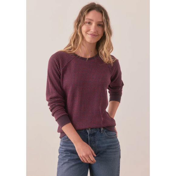 Marine Layer Womens Daisy Textured Raglan Sleeve Top Pullover Size S Plum NWT - Picture 1 of 13